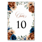 テラコッタネイビーブルーグリーナリージオメトリック結婚ス テーブルナンバー (正面)