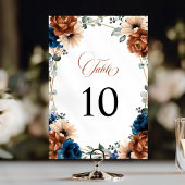 テラコッタネイビーブルーグリーナリージオメトリック結婚ス テーブルナンバー