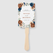 テラコッタネイビーブルーグリーナリージオメトリック結婚ス ハンドファン (正面)