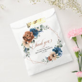 テラコッタネイビーブルーグリーナリージオメトリック結婚ス フェイバーバッグ (封をした状態)