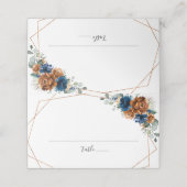 テラコッタネイビーブルーグリーナリージオメトリック結婚ス プレイスカード (外部開封)