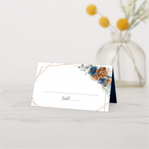 テラコッタネイビーブルーグリーナリージオメトリック結婚ス プレイスカード