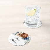 テラコッタネイビーブルーグリーナリージオメトリック結婚ス ペーパーコースター (インサイチュ)