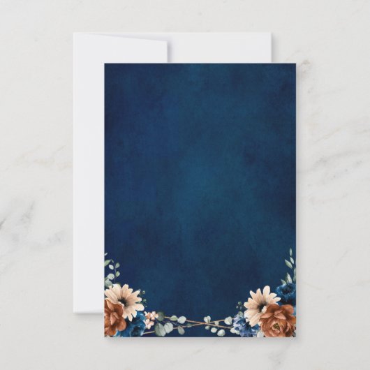 テラコッタネイビーブルーグリーナリージオメトリック結婚ス 出欠カード (裏面)