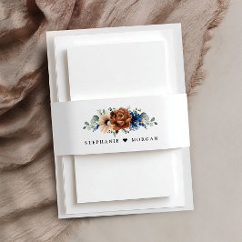 テラコッタネイビーブルーグリーナリージオメトリック結婚ス 招待状ベリーバンド