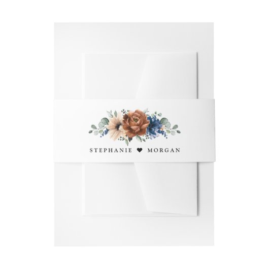 テラコッタネイビーブルーグリーナリージオメトリック結婚ス 招待状ベリーバンド (正面例)