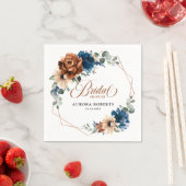 テラコッタネイビーブルーグリーンリーブライダルシャワー スタンダードカクテルナプキン (インサイチュ)