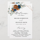 テラコッタネイビーブルーグリーンリー結婚式 プログラム (正面/裏面)