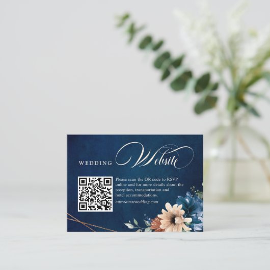 テラコッタネイビーブルーグリーン結婚リーのくもの巣サイト エンクロージャーカード (スタンド正面)