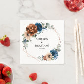 テラコッタネイビーブルーグリーン結婚リージオメトリックNa スタンダードカクテルナプキン (インサイチュ)