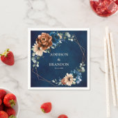 テラコッタネイビーブルーグリーン結婚リージオメトリックNa スタンダードカクテルナプキン (インサイチュ)