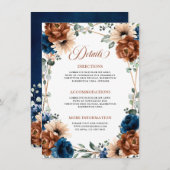 テラコッタネイビーブルーグリーン結婚リー詳細 エンクロージャーカード (正面/裏面)