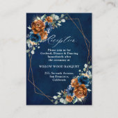 テラコッタネイビーブルージオメトリックウェディングレセプション エンクロージャーカード (正面)