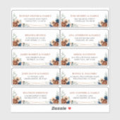 テラコッタネイビーブルージオメトリックゲスト住所 シール (シート)