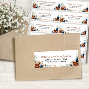 テラコッタネイビーブルージオメトリックゲスト住所 シール