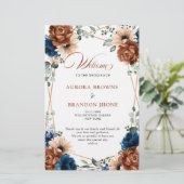 テラコッタネイビーブルージオメトリック結婚式 プログラム (スタンド正面)