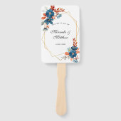 テラコッタネイビーブルージオメト結婚リの感謝 ハンドファン (正面)