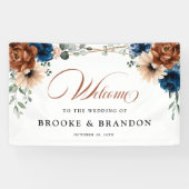 テラコッタネイビーブルージオメト結婚リの歓迎 横断幕 (横)