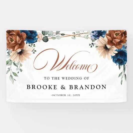 テラコッタネイビーブルージオメト結婚リの歓迎 横断幕 (横)