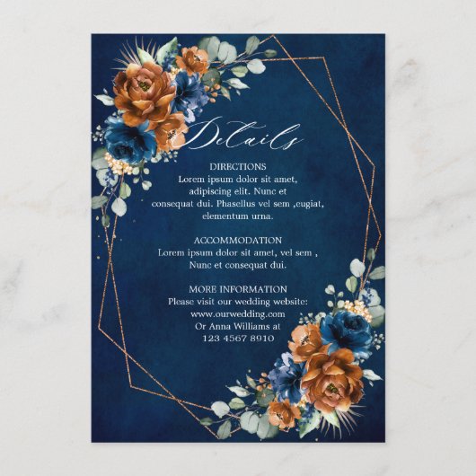 テラコッタネイビーブルージオメト結婚リ詳細Enc エンクロージャーカード (正面)