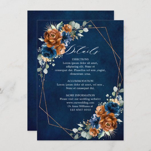 テラコッタネイビーブルージオメト結婚リ詳細Enc エンクロージャーカード (正面/裏面)