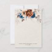 テラコッタネイビーブルーパンパスグラスブライダルシャワー サンキューカード (裏面)