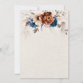 テラコッタネイビーブルーパンパスグラスブライダルシャワー 招待状 (裏面)