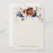 テラコッタネイビーブルーパンパスグラスボタニックウェディング 招待状 (裏面)