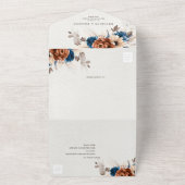 テラコッタネイビーブルーパンパスグラス素朴ズ結婚ズ オールインワン招待状 (外側)