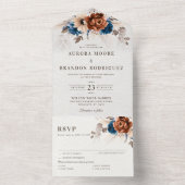 テラコッタネイビーブルーパンパスグラス素朴ズ結婚ズ オールインワン招待状 (内側)