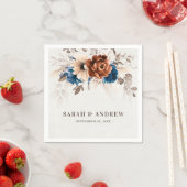 テラコッタネイビーブルーパンパスグラス素朴ズ結婚ズ スタンダードカクテルナプキン (インサイチュ)