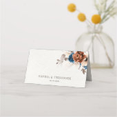 テラコッタネイビーブルーパンパスグラス素朴ズ結婚ズ プレイスカード (裏面)