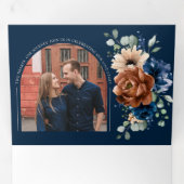 テラコッタネイビーブルーパンパスグラス素朴ズ結婚ズ 三つ折り案内状 (内部最初)