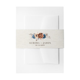 テラコッタネイビーブルーパンパスグラス素朴ズ結婚ズ 招待状ベリーバンド