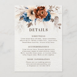 テラコッタネイビーブルーパンパスグラス結婚ズ詳細 エンクロージャーカード