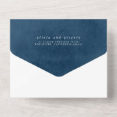 テラコッタネイビーブルーフローラボホエレガントな結婚式 オールインワン招待状 (裏面)