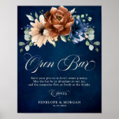 テラコッタネイビーブルーブライダルシャワーオープンバーサイン ポスター (正面)