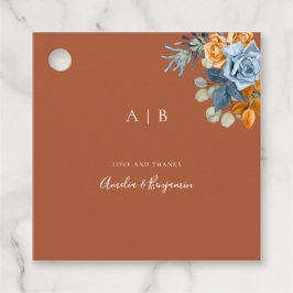 テラコッタネイビーブルーラスト素朴サンキュー結婚ズ フェイバータグ