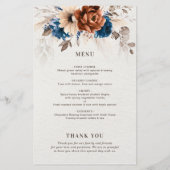 テラコッタネイビーブルー結婚式 プログラム付きメニュー (裏面)