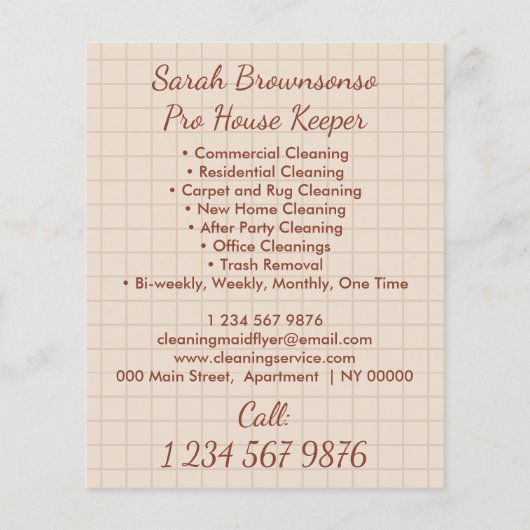 テラコッタハウスキーパーメイドクリーニングフライヤー (裏面)