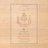 テラコッタハンドドローファンキードウェスタンドードル結婚ズ アクリル招待状 (正面)