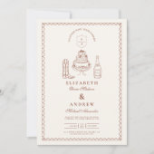 テラコッタハンドドローファンキードウェスタンドードル結婚ズ 招待状 (正面)