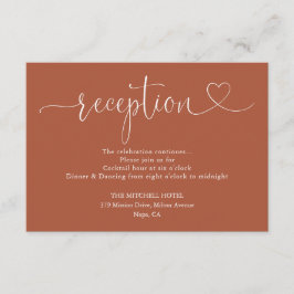 テラコッタハートスクリプトウェディングレセプション エンクロージャーカード