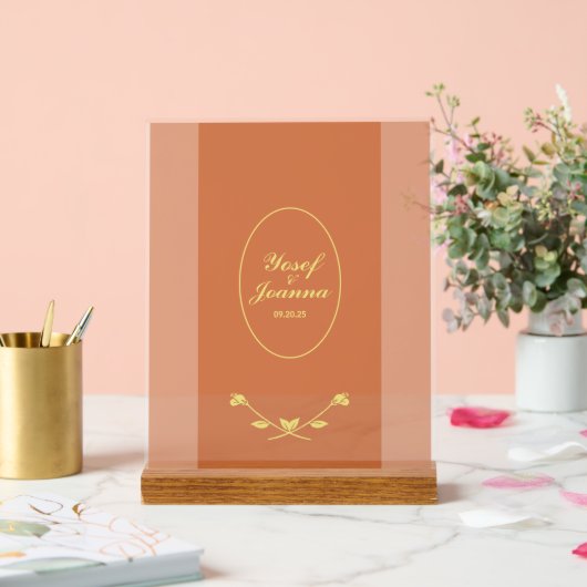 テラコッタバラ結婚のアクリル徴候 アクリルサイン (ウェディング)