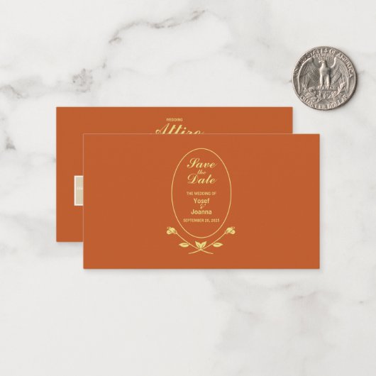 テラコッタバラ結婚のカラーエンクロージャカード ノートカード (正面/裏面インサイチュ)