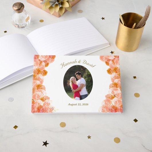 テラコッタバラ結婚カソリックのフォイルゲストブック ゲストブック (正面見開き)