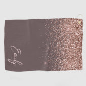 テラコッタバラ金ゴールド赤面ピンクグリッターモノグラム ゴルフタオル (横)