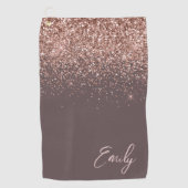 テラコッタバラ金ゴールド赤面ピンクグリッターモノグラム ゴルフタオル (正面)