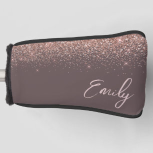 テラコッタバラ金ゴールド赤面ピンクグリッターモノグラム ゴルフヘッドカバー