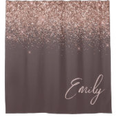 テラコッタバラ金ゴールド赤面ピンクグリッターモノグラム シャワーカーテン (正面)